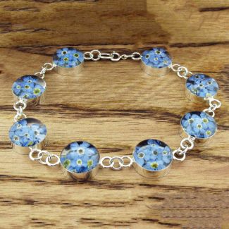 Circle Forget-me-not Silver Flower Bracelet