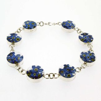 Handmade Circle Forget-me-not Silver Flower Bracelet 