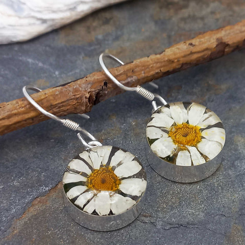 Circle Daisy Silver Flower Earrings (22)