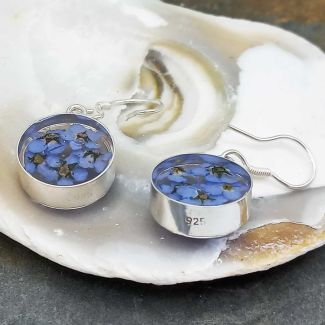 Circle Forget-me-not Silver Flower Earrings (44)