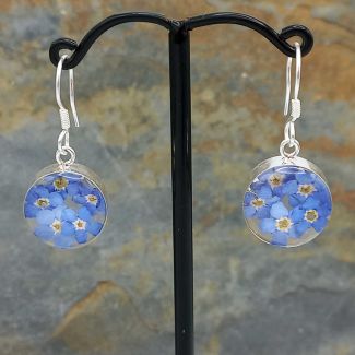 Real Forget-me-not Silver Flower Earrings