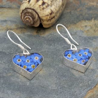 Heart Forget-me-not Silver Flower Earrings (61)