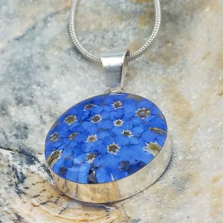 Circle Forget-me-not Silver Flower Pendant