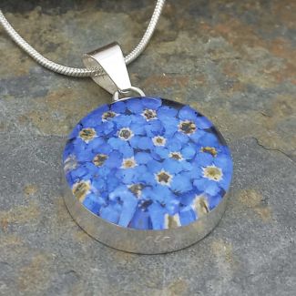 Handmade Forget-me-not silver pendant