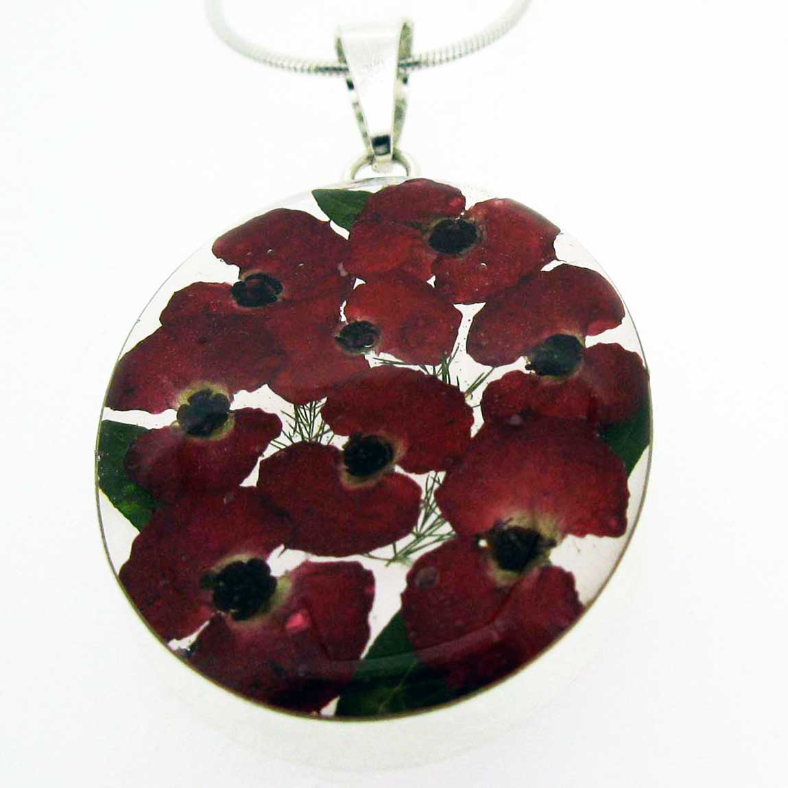 Poppy silver large pendant