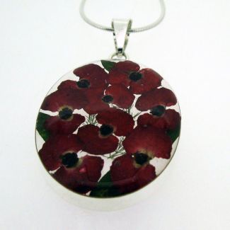 Poppy silver large pendant