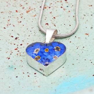 Forget-me-not mexican silver pendant