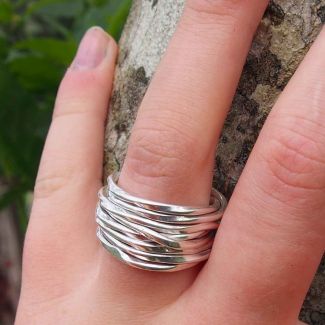 Knotted Silver Band Ring (55)