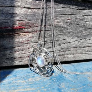 Moonstone Squiggle Silver Pendant