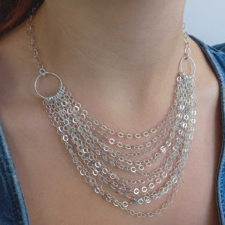 Cascading Links Silver Necklace (09)