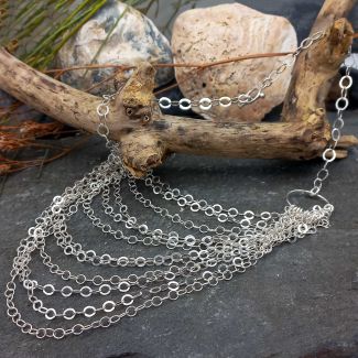 Cascading Links Silver Necklace 