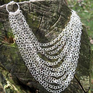 Statement silver link handmade necklace
