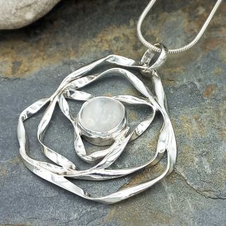 Silver squiggle Moonstone pendant