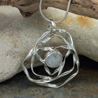 Unusual silver pendant with moonstone