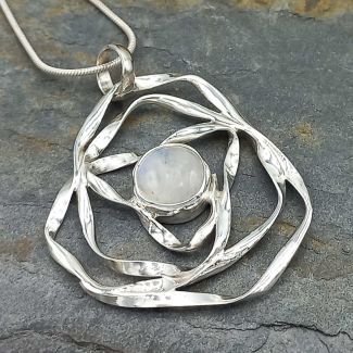 Sterling silver handmade Moonstone pendant