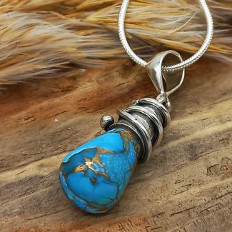 Turquoise Bronze Drop silver necklace