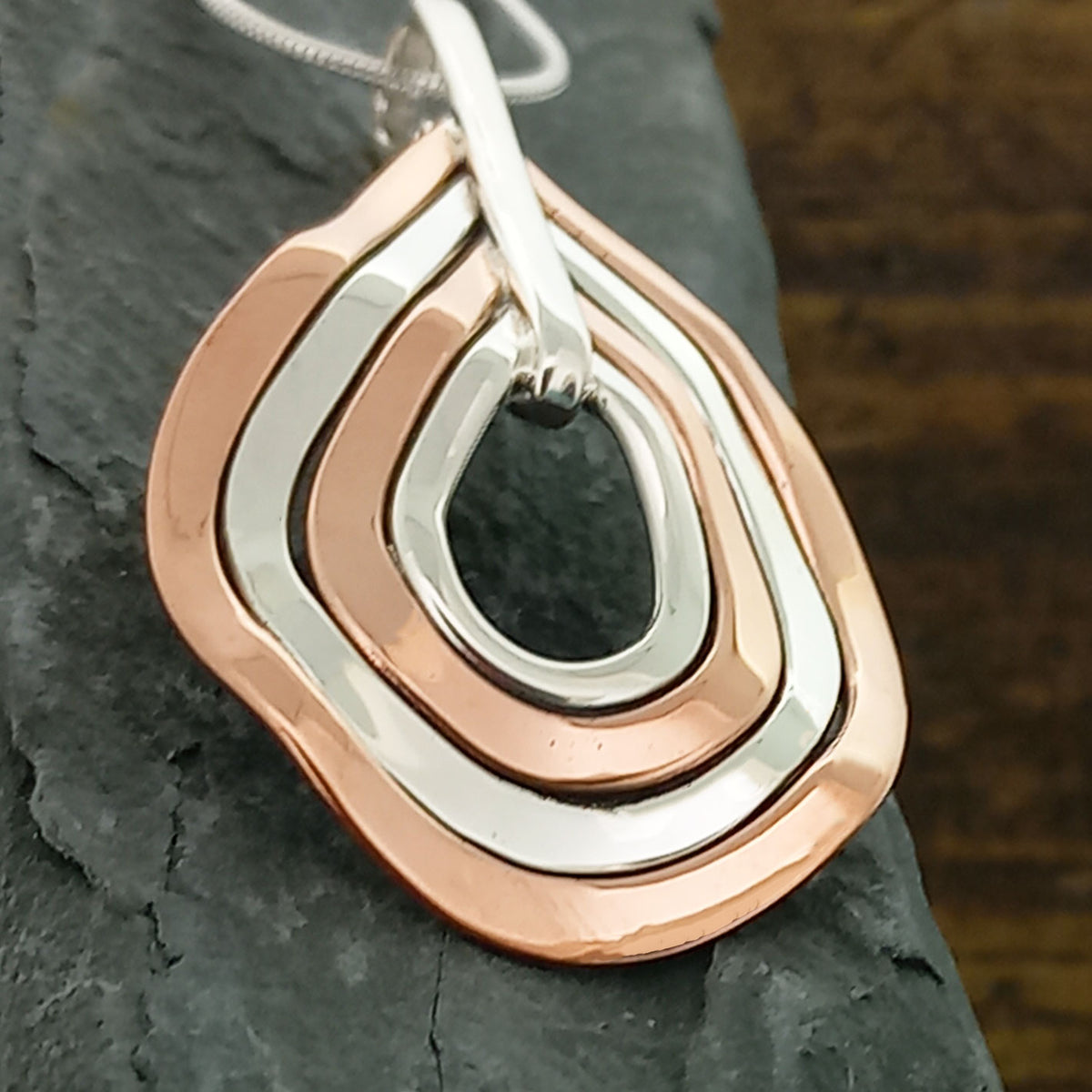 Handmade silver copper statement pendant