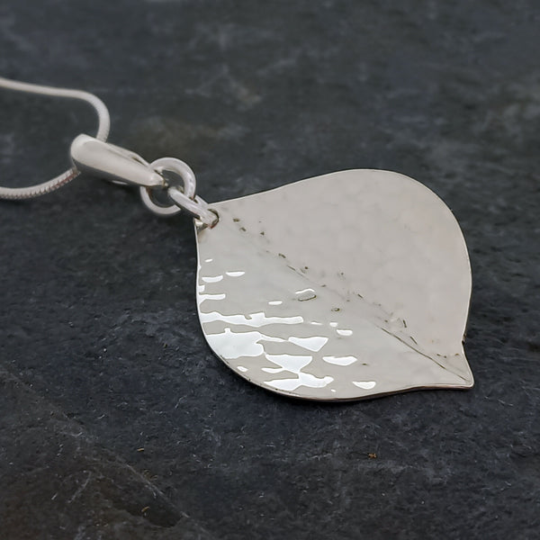 Hammered leaf handmade pendant