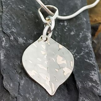 Small beaten silver leaf pendant