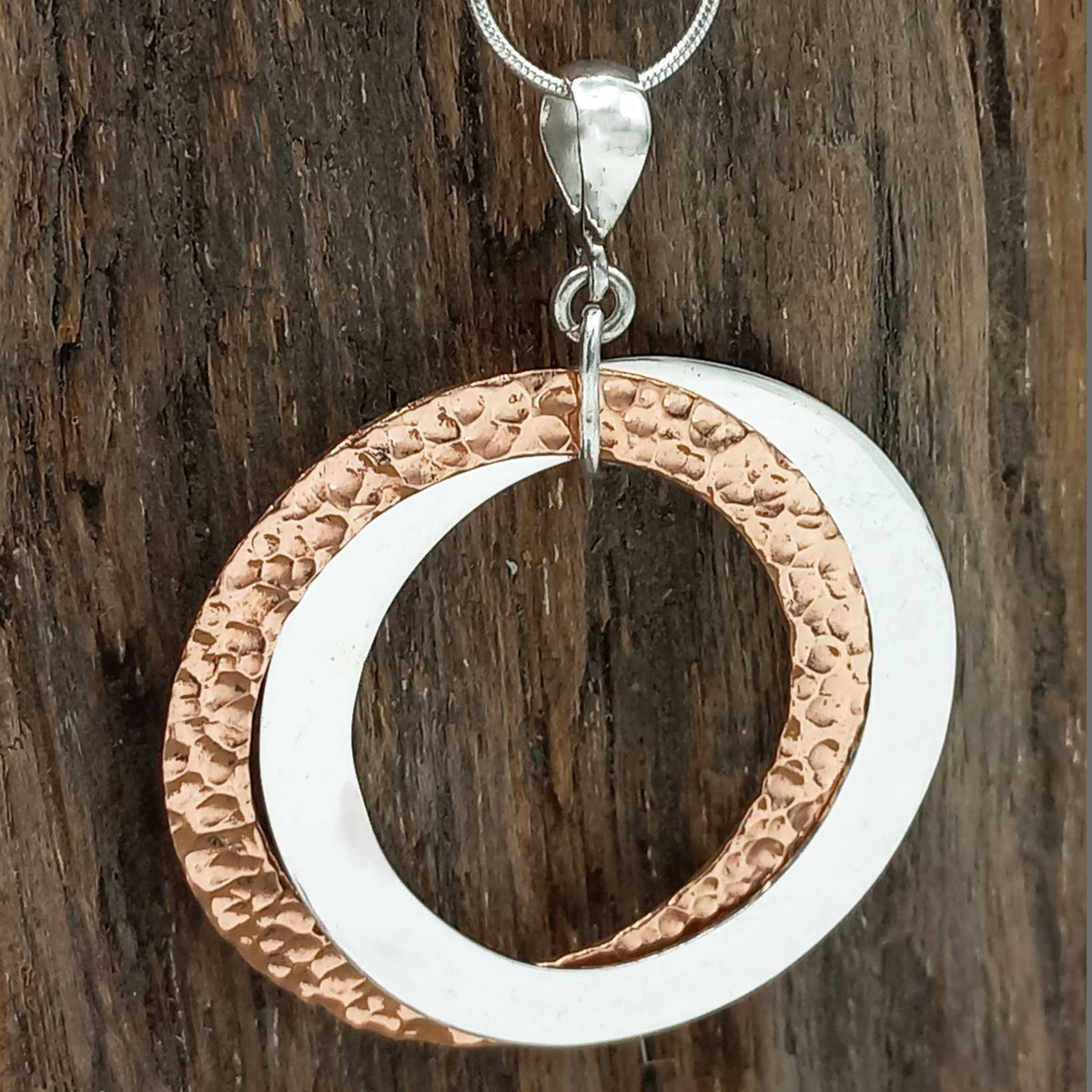 Unusual silver copper statement pendant