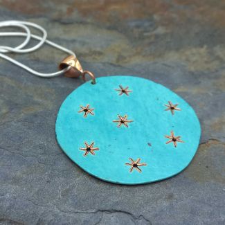 Copper blue starry sky pendant