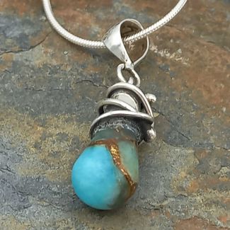 Amazonite with Bronze Handmade Silver Pendant