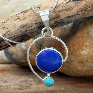 Lapis, Turquoise Unusual Silver Pendant