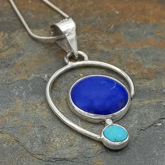 Handmade duo stone silver pendant