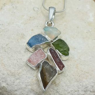 Multi stone Silver Pendant