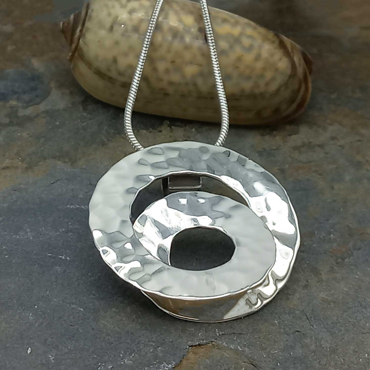 Hammered Spiral Silver Pendant Main image