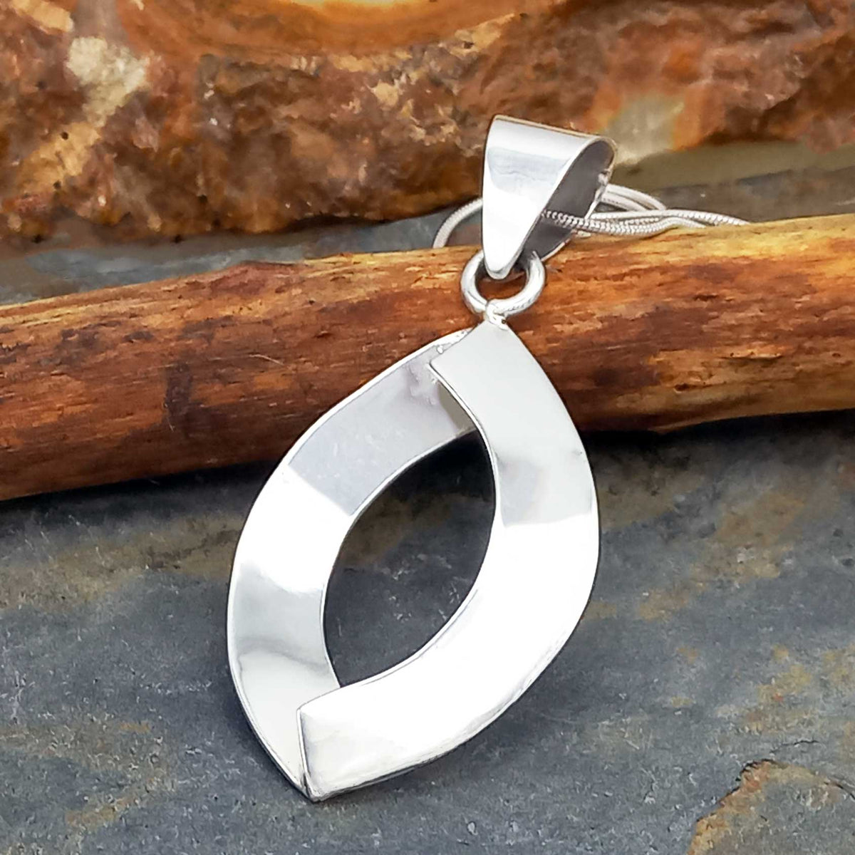 Mirrored Crescent Silver Pendant Main image