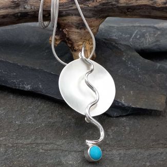 Turquoise Flame Silver Pendant (404)