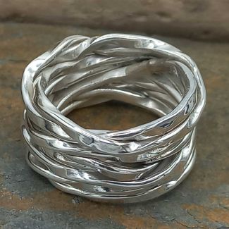 Mexican silver chunky strand ring