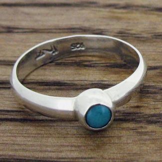 Turquoise Bubble Stone Silver Ring (221)