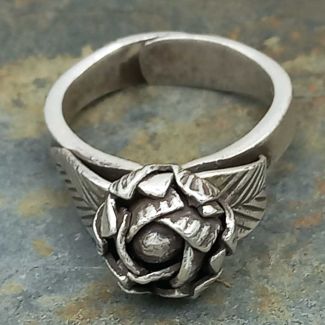 Sleeping Rose Silver Ring