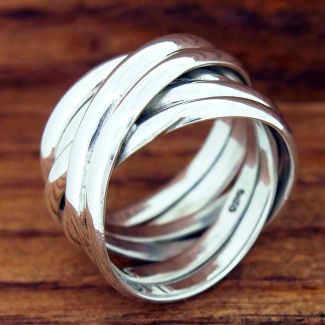 Chunky weaved strands silver ring