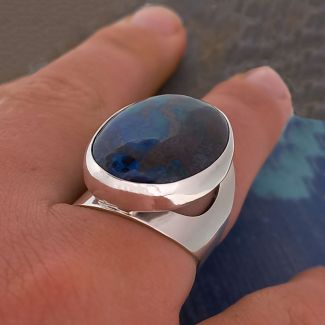 Mexican Silver Chunky Chrysocolla Ring
