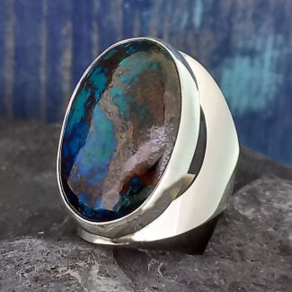 Chrysocolla Oval Silver Ring