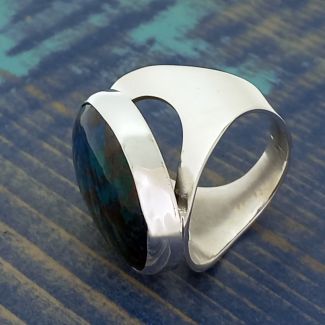 Chrysocolla Oval Silver Ring (339)