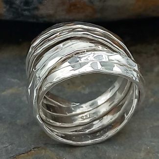 Beaten silver wrap ring