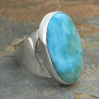 Unusual Larimar Silver Ring