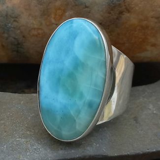 Larimar Oval Chunky Silver Ring