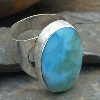 Handmade Silver Ring with Larimar