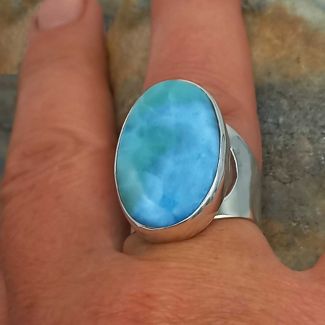 Handmade Larimar Silver Ring 