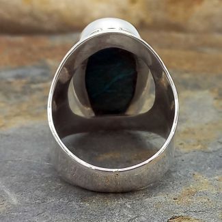 Chrysocolla Oval Silver Ring (1) (348)