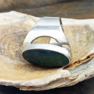 Chrysocolla Oval Silver Ring (1) (348)