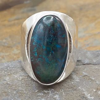 Chrysocolla Oval Silver Ring