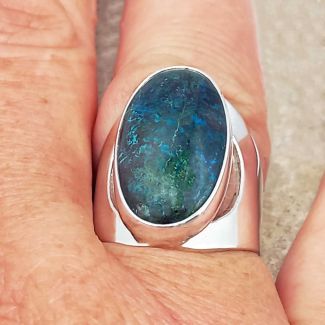 Chrysocolla Oval Silver Ring (1) (348)