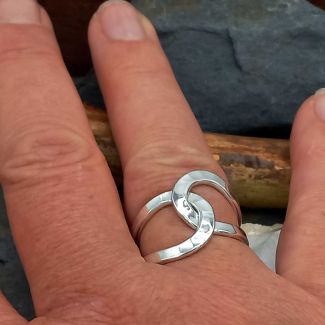 Unusual Sterling Silver Hammered Ring