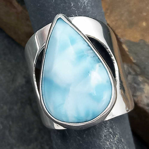 Unusual Sterling Silver Larimar Ring